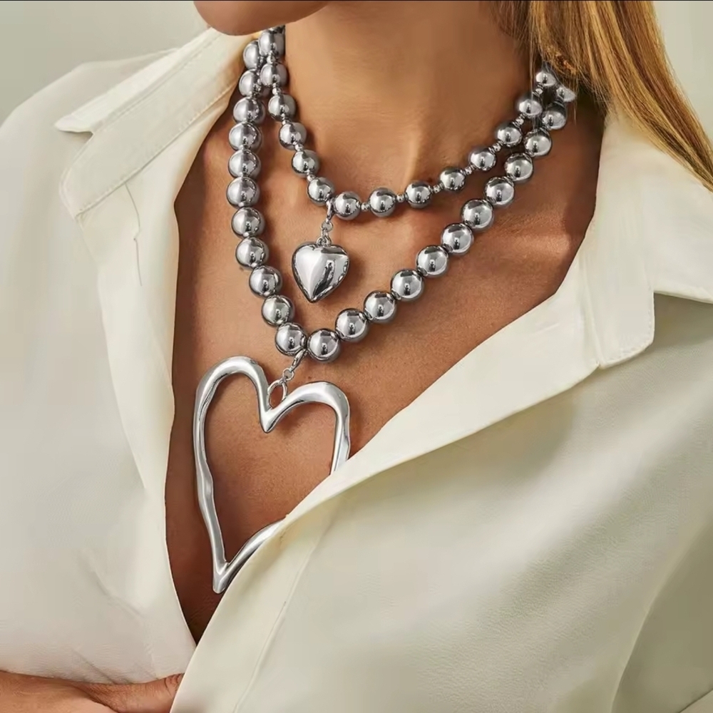 Silver Heart Necklace Set - Picture 8 of 9